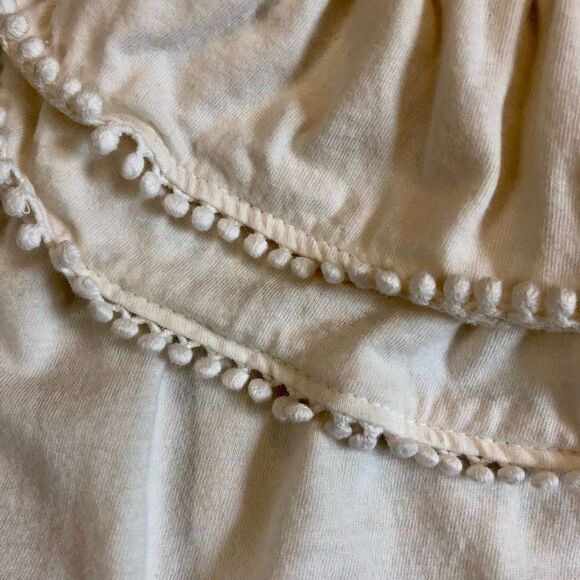 Old Navy Girl’s Cream Off The Shoulder Top Pom Pom Trim Size Large (10-12) - Picture 4 of 9